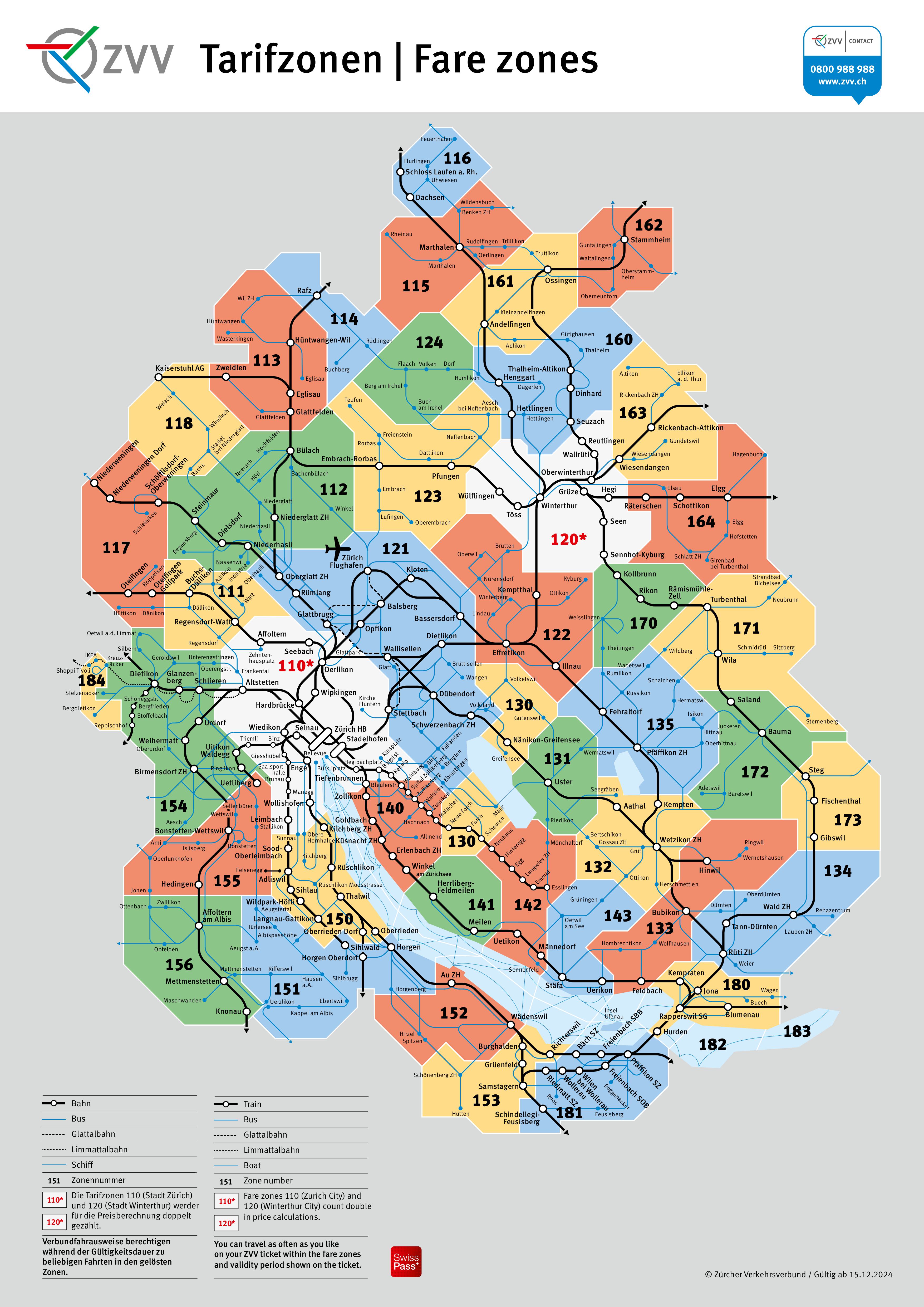 ZVV tariff zones Zurich ZVV tariff zones Zurich